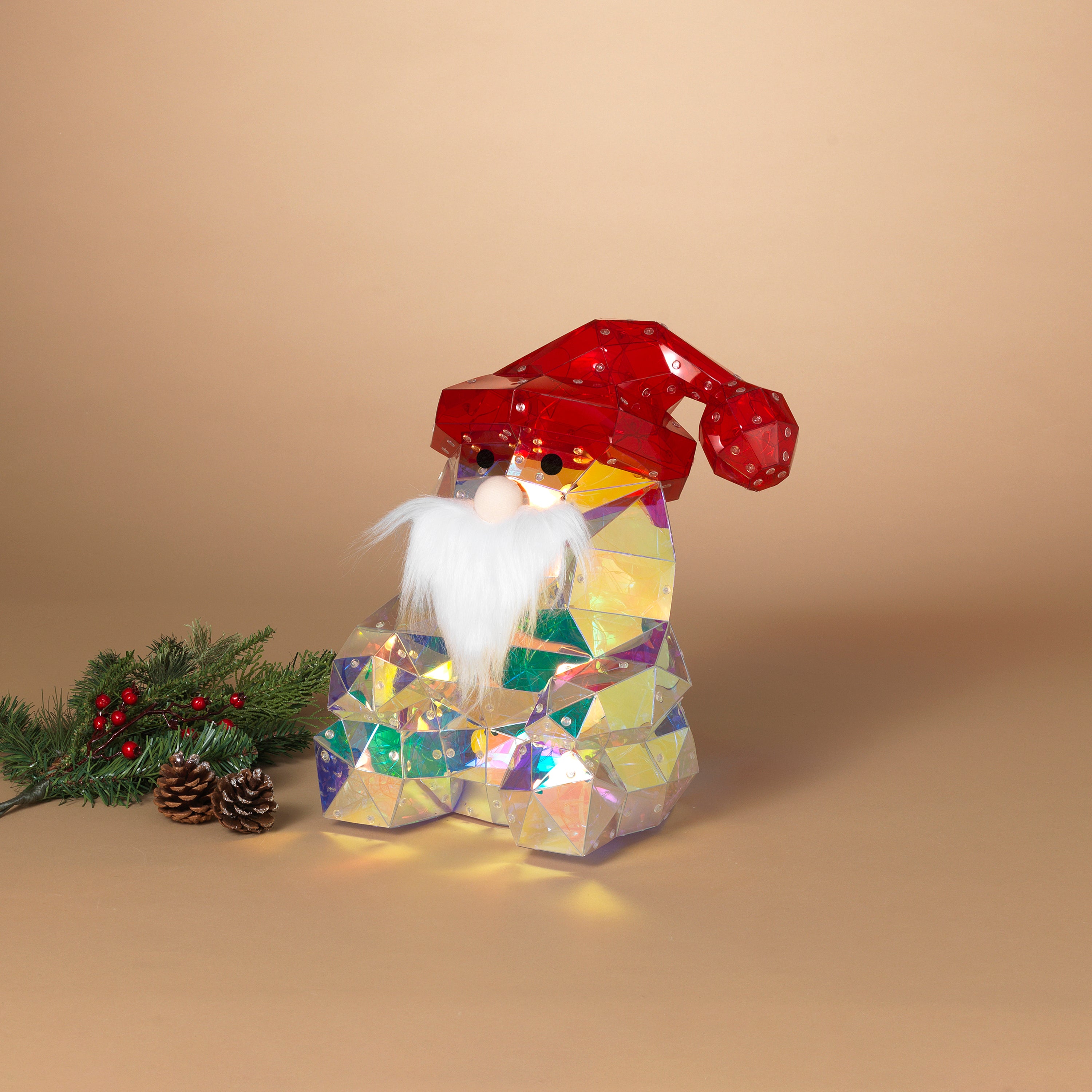 Merry 13.75 in H USB Electric Lighted Holographic Santa with Remote